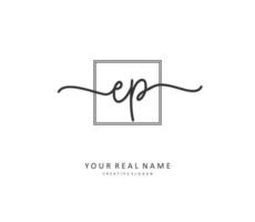 EP Initial letter handwriting and  signature logo. A concept handwriting initial logo with template element. vector