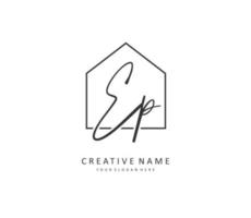 EP Initial letter handwriting and  signature logo. A concept handwriting initial logo with template element. vector