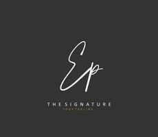 EP Initial letter handwriting and  signature logo. A concept handwriting initial logo with template element. vector