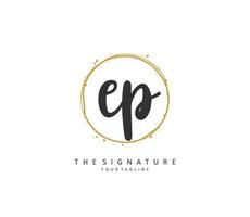 EP Initial letter handwriting and  signature logo. A concept handwriting initial logo with template element. vector