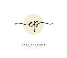EP Initial letter handwriting and  signature logo. A concept handwriting initial logo with template element. vector