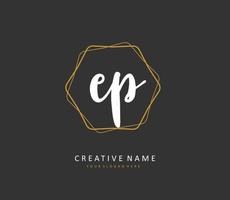 EP Initial letter handwriting and  signature logo. A concept handwriting initial logo with template element. vector