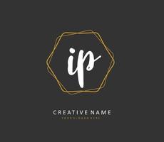 IP Initial letter handwriting and  signature logo. A concept handwriting initial logo with template element. vector