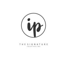 IP Initial letter handwriting and  signature logo. A concept handwriting initial logo with template element. vector