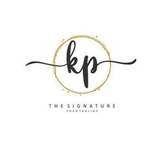 KP Initial letter handwriting and  signature logo. A concept handwriting initial logo with template element. vector