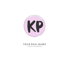 KP Initial letter handwriting and  signature logo. A concept handwriting initial logo with template element. vector