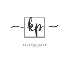 KP Initial letter handwriting and  signature logo. A concept handwriting initial logo with template element. vector