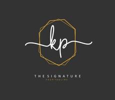 KP Initial letter handwriting and  signature logo. A concept handwriting initial logo with template element. vector