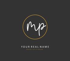 MP Initial letter handwriting and  signature logo. A concept handwriting initial logo with template element. vector