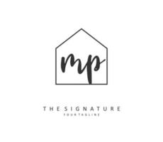 MP Initial letter handwriting and  signature logo. A concept handwriting initial logo with template element. vector