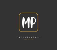 MP Initial letter handwriting and  signature logo. A concept handwriting initial logo with template element. vector