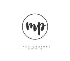 MP Initial letter handwriting and  signature logo. A concept handwriting initial logo with template element. vector