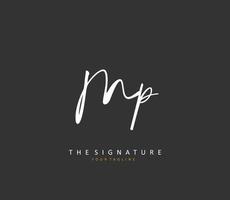 MP Initial letter handwriting and  signature logo. A concept handwriting initial logo with template element. vector