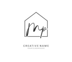 MP Initial letter handwriting and  signature logo. A concept handwriting initial logo with template element. vector