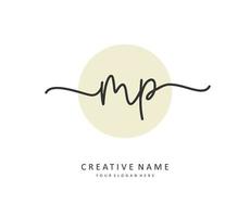 MP Initial letter handwriting and  signature logo. A concept handwriting initial logo with template element. vector