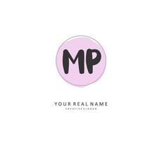 MP Initial letter handwriting and  signature logo. A concept handwriting initial logo with template element. vector