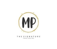 MP Initial letter handwriting and  signature logo. A concept handwriting initial logo with template element. vector