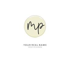 MP Initial letter handwriting and  signature logo. A concept handwriting initial logo with template element. vector