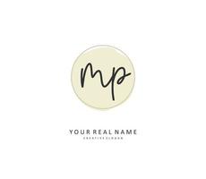 MP Initial letter handwriting and  signature logo. A concept handwriting initial logo with template element. vector