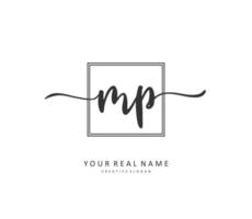 MP Initial letter handwriting and  signature logo. A concept handwriting initial logo with template element. vector