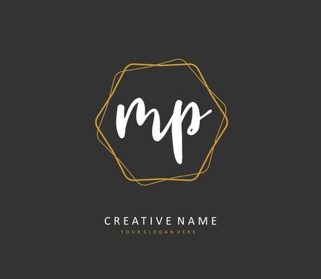 MP Initial letter handwriting and  signature logo. A concept handwriting initial logo with template element.