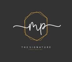 MP Initial letter handwriting and  signature logo. A concept handwriting initial logo with template element. vector