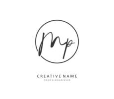 MP Initial letter handwriting and  signature logo. A concept handwriting initial logo with template element. vector