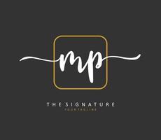 MP Initial letter handwriting and  signature logo. A concept handwriting initial logo with template element. vector