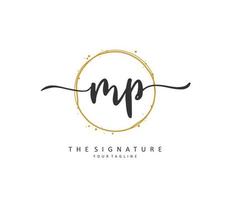 MP Initial letter handwriting and  signature logo. A concept handwriting initial logo with template element. vector