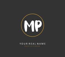 MP Initial letter handwriting and  signature logo. A concept handwriting initial logo with template element. vector