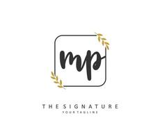 MP Initial letter handwriting and  signature logo. A concept handwriting initial logo with template element. vector