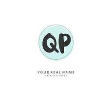 QP Initial letter handwriting and  signature logo. A concept handwriting initial logo with template element. vector