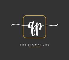 QP Initial letter handwriting and  signature logo. A concept handwriting initial logo with template element. vector