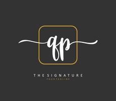 QP Initial letter handwriting and  signature logo. A concept handwriting initial logo with template element. vector