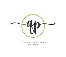 QP Initial letter handwriting and  signature logo. A concept handwriting initial logo with template element. vector