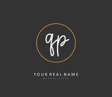 QP Initial letter handwriting and  signature logo. A concept handwriting initial logo with template element. vector