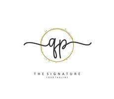 QP Initial letter handwriting and  signature logo. A concept handwriting initial logo with template element. vector