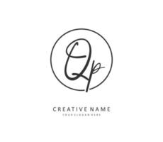 QP Initial letter handwriting and  signature logo. A concept handwriting initial logo with template element. vector