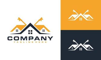 real estate home logo key vector