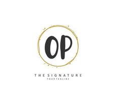 OP Initial letter handwriting and signature logo. A concept handwriting initial logo with template element. vector