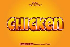 chicken text effect with orange graphic style and editable. vector