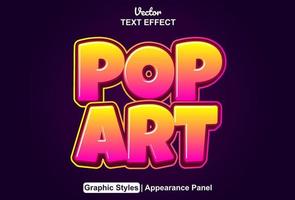 pop art text effect with editable gradient color graphic style. vector