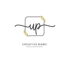 UP Initial letter handwriting and  signature logo. A concept handwriting initial logo with template element. vector