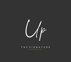 UP Initial letter handwriting and  signature logo. A concept handwriting initial logo with template element. vector