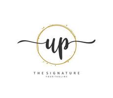 UP Initial letter handwriting and  signature logo. A concept handwriting initial logo with template element. vector