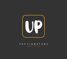 UP Initial letter handwriting and  signature logo. A concept handwriting initial logo with template element. vector