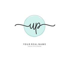 UP Initial letter handwriting and  signature logo. A concept handwriting initial logo with template element. vector