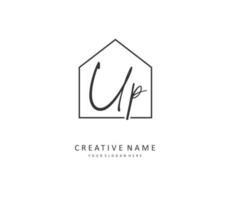 UP Initial letter handwriting and  signature logo. A concept handwriting initial logo with template element. vector