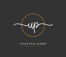 UP Initial letter handwriting and  signature logo. A concept handwriting initial logo with template element. vector