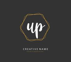 UP Initial letter handwriting and  signature logo. A concept handwriting initial logo with template element. vector